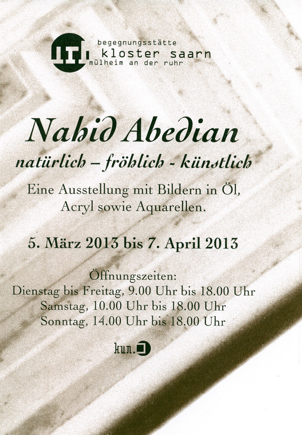 Ausstellung von Nahid Abedian im Kloster Saarn